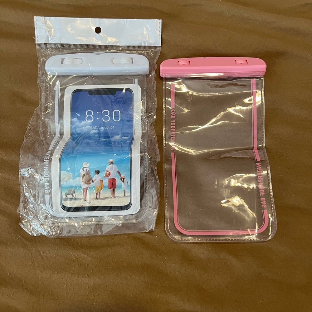 Waterproof Phone Pouch Pink and White